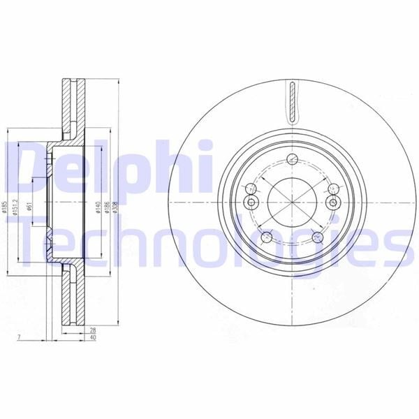 Fren Diski Çiftli Paket . Delikli Ön Renault Laguna 01/2001 > 09/2007 Delphı Bg4167