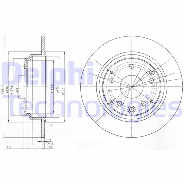 Fren Diski Çiftli Paket . Deliksiz Arka Honda Accord 02/2003 > 09/2008 Delphı Bg4095