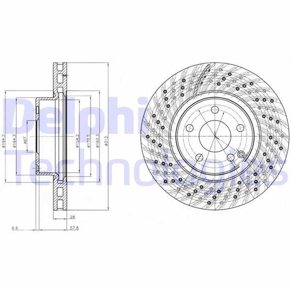 Fren Diski Çiftli Paket . Delikli Ön Mercedes Sl350 03/2003 > 01/2012 Delphı Bg3882