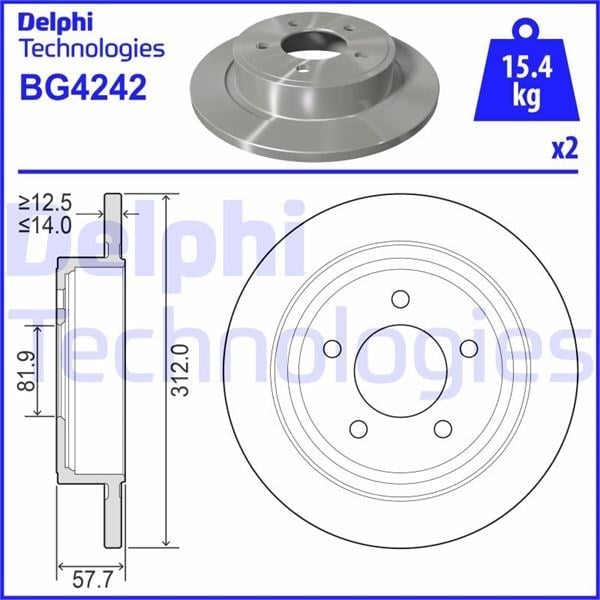 Fren Diski Çiftli Paket . Deliksiz Arka Chrysler Pacıfıca 08/2003 > 12/2006 Delphı Bg4242