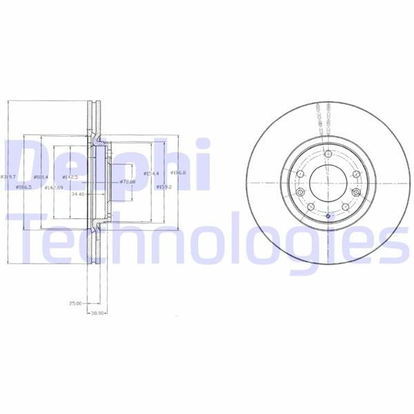 Fren Diski Çiftli Paket . Delikli Ön Mazda 6 07/2005 > 12/2012 Delphı Bg4332