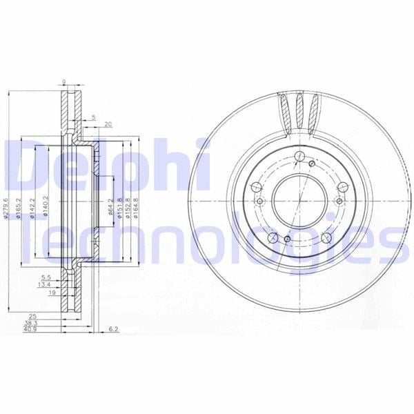 Fren Diski Çiftli Paket . Delikli Ön Honda Accord 02/2003 > 09/2008 Delphı Bg3977