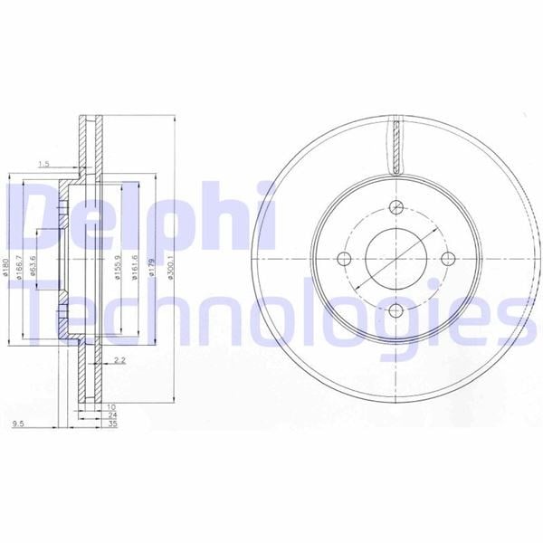 Fren Diski Çiftli Paket . Delikli Ön Ford Focus 01/2002 > 04/2005 Delphı Bg3742
