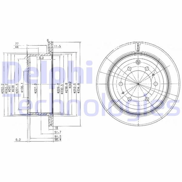 Fren Diski Çiftli Paket . Delikli Arka Toyota Landcruıser 01/1988 > 06/1998 Delphı Bg3188