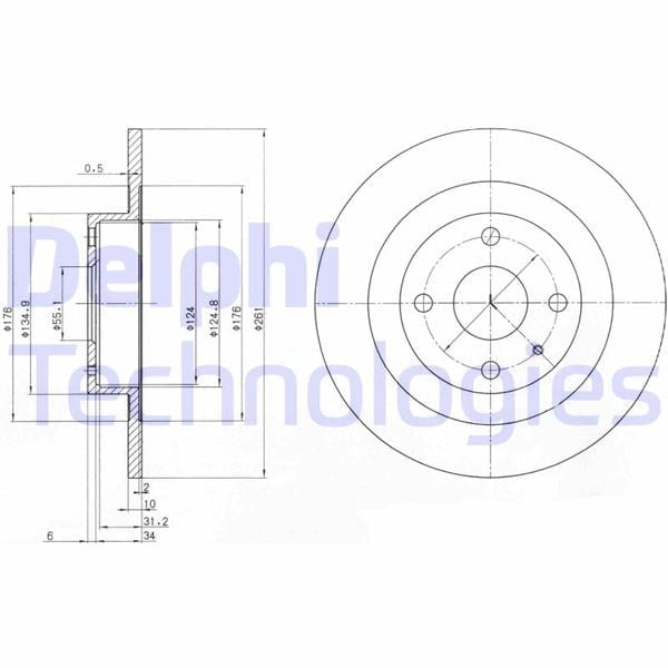 Fren Diski Çiftli Paket . Deliksiz Arka Mazda 323 08/1998 > 12/2003 Delphı Bg3556