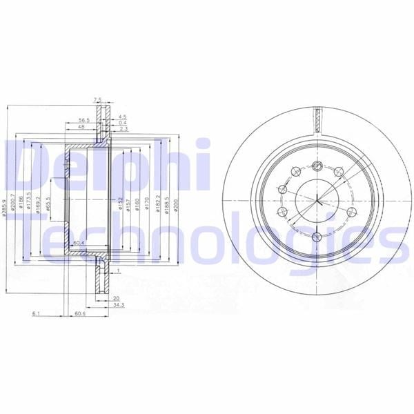 Fren Diski Çiftli Paket . Delikli Arka Opel Omega 05/1999 > Delphı Bg4043