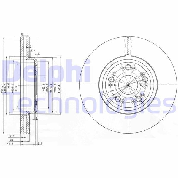 Fren Diski Çiftli Paket . Delikli Ön Lexus Ls400 11/1994 > 12/2000 Delphı Bg3616