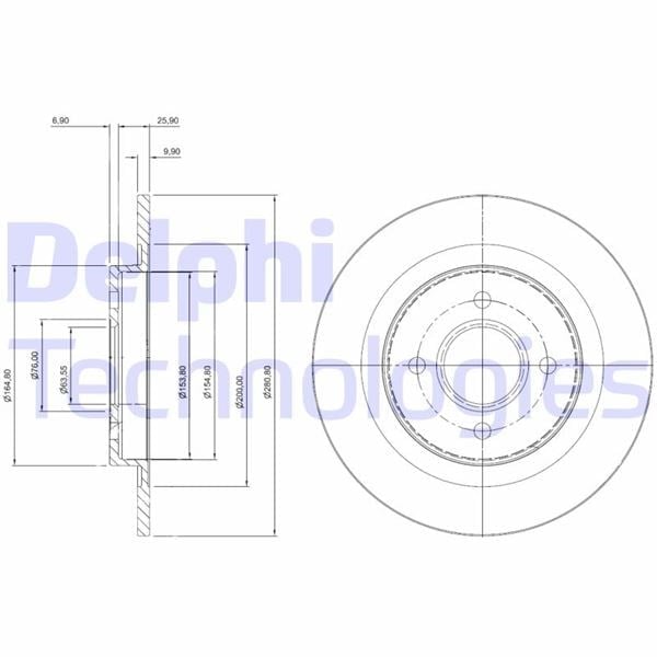 Fren Diski Çiftli Paket . Deliksiz Arka Ford Focus 01/2002 > 04/2005 Delphı Bg3743