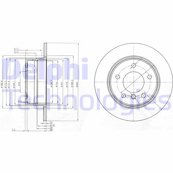 Fren Diski Çiftli Paket . Deliksiz Arka Bmw Z4 02/2003 > 07/2013 Delphı Bg3940
