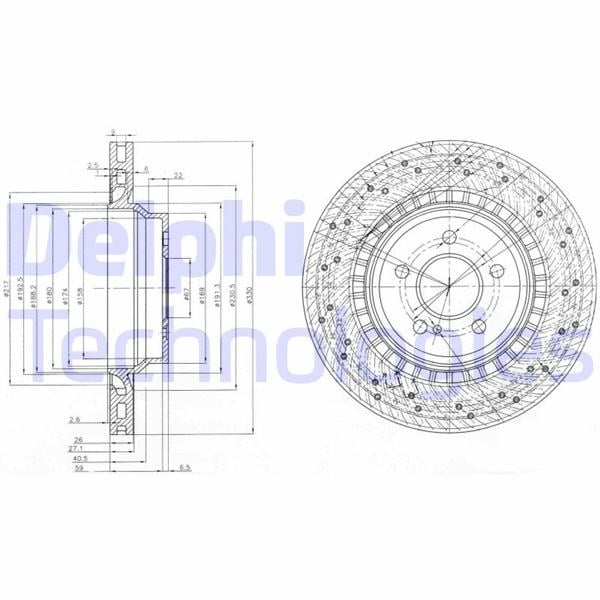 Fren Diski Çiftli Paket . Delikli Arka Mercedes E55 04/2002 > Delphı Bg3917