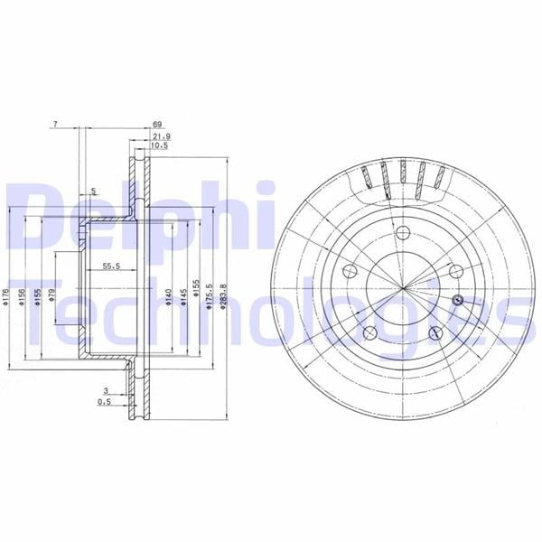 Fren Diski Çiftli Paket . Delikli Ön Bmw 518. 520. 524. 525. 528 04/1981 > 01/1988 Delphı Bg2212