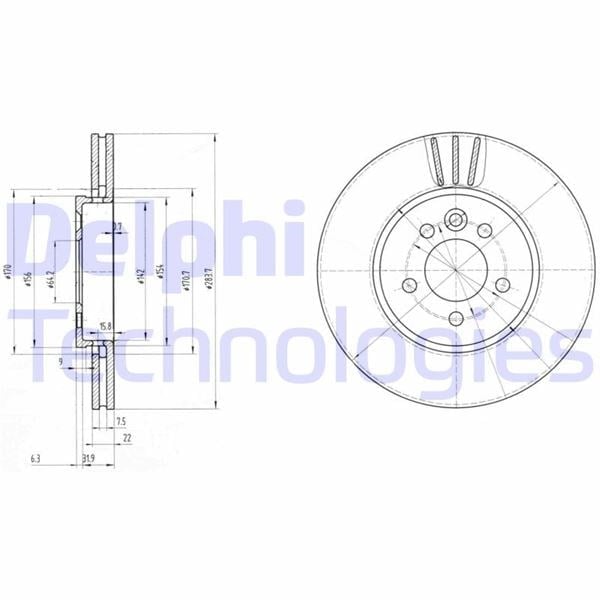 Fren Diski Çiftli Paket . Delikli Ön Mg // Rover Group; Mg6 // 75. Mg Zt. Mg Zt-T 02/1999 > Delphı Bg3503