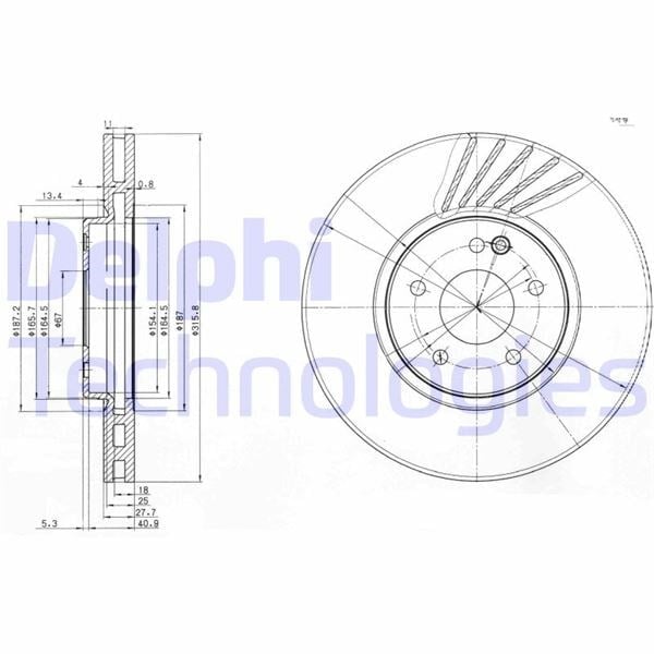 Fren Diski Çiftli Paket . Delikli Ön Mercedes C36. Clk430. E420. E430. E50 06/1995 > Delphı Bg3238