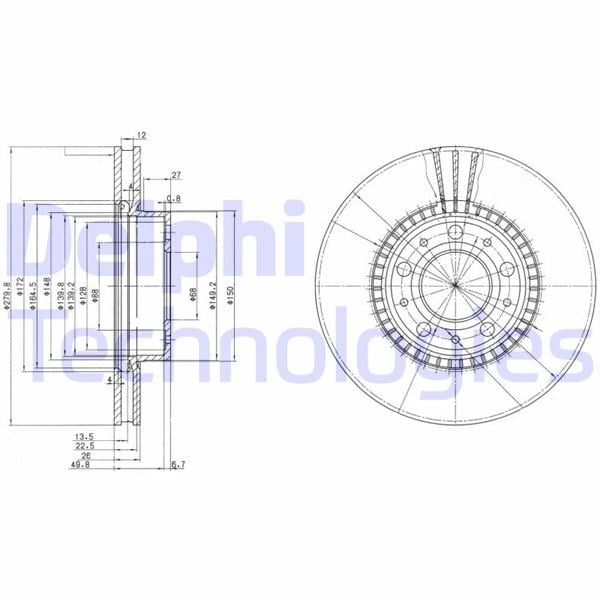 Fren Diski Çiftli Paket . Delikli Ön Volvo 740. 760. 940. 960 08/1990 > Delphı Bg2719