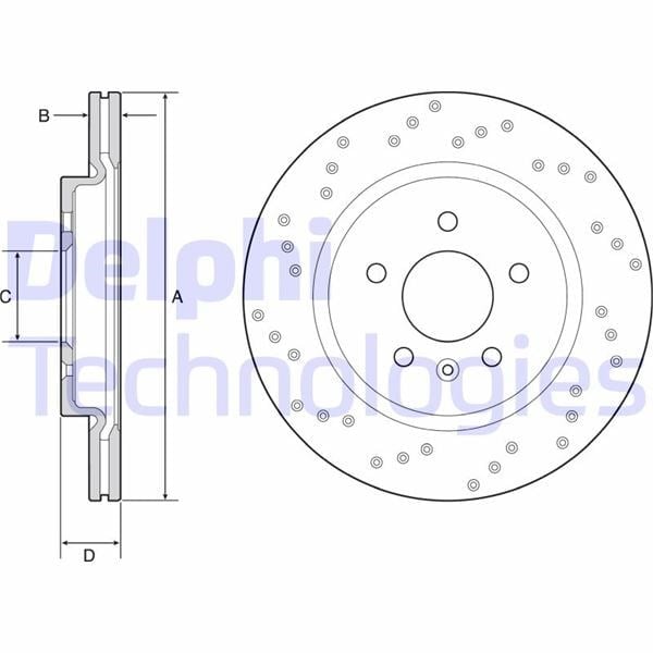 Fren Diski Çiftli Paket - Boyalı. Delikli Arka Opel Astra 09/2011 > Delphı Bg4923c