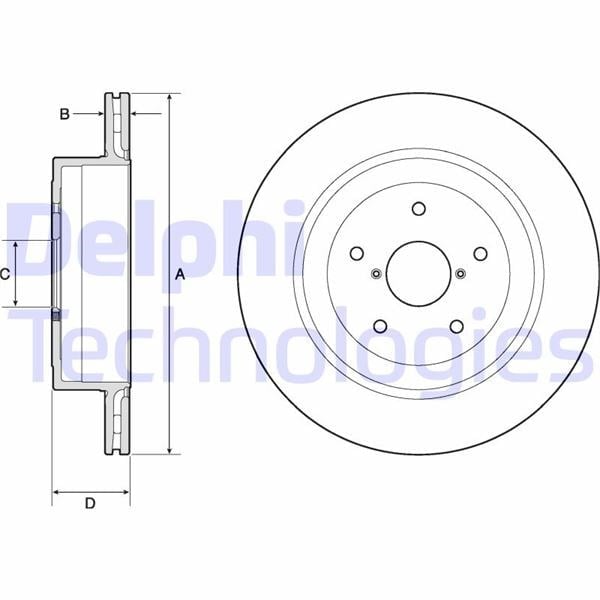 Fren Diski Çiftli Paket - Boyalı. Delikli Arka Subaru Impreza 05/2004 > 12/2007 Delphı Bg4775c