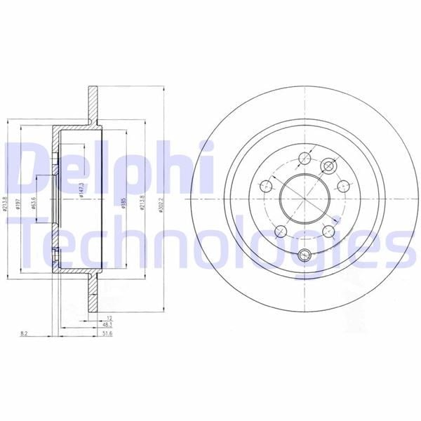 Fren Diski Çiftli Paket - Boyalı. Deliksiz Arka Land Rover Freelander 02/2006 > Delphı Bg4124c