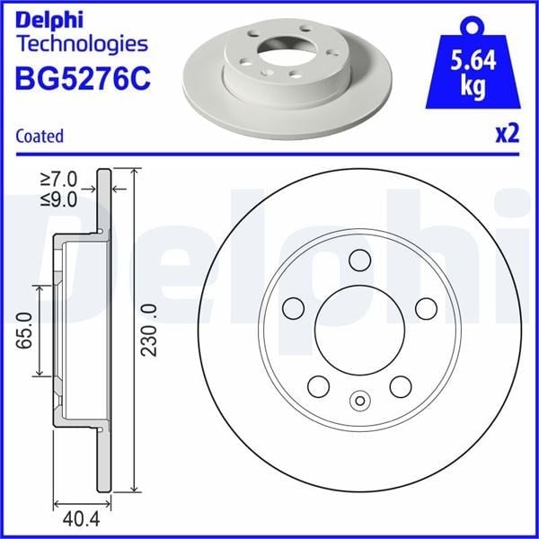Fren Diski Çiftli Paket -Boyalı. Deliksiz Arka Skoda Delphı Bg5276c