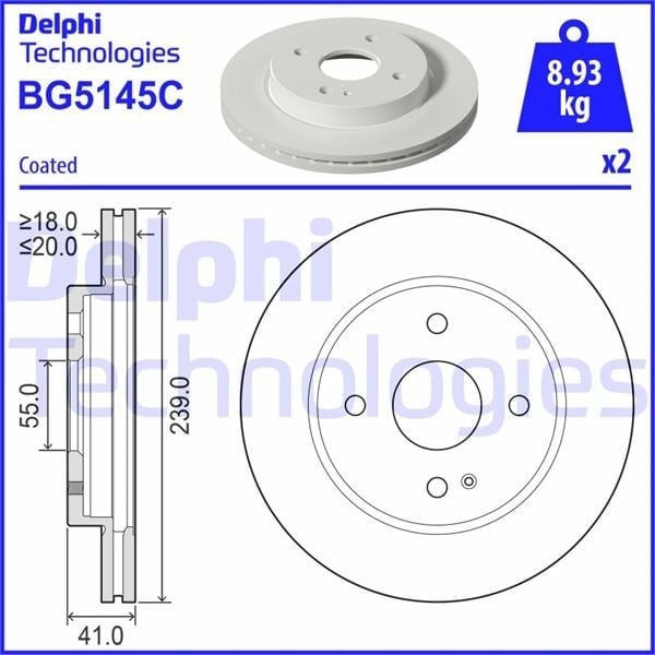 Fren Diski Çiftli Paket - Boyalı. Deliksiz Ön Mazda 2 - Delphı Bg5145c