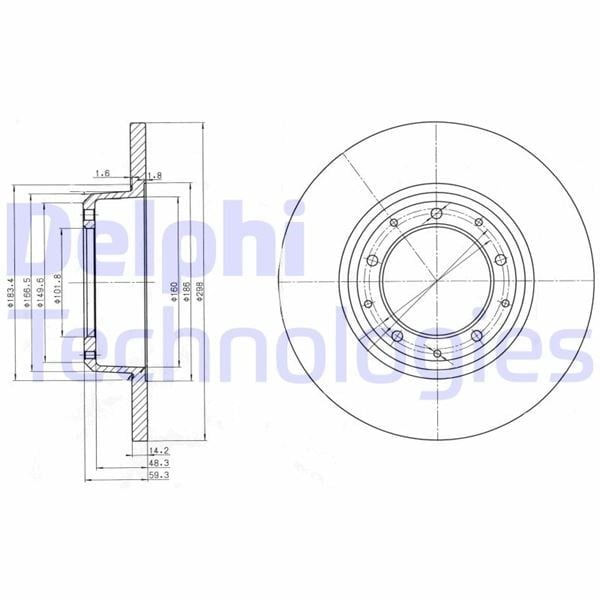Fren Diski Çiftli Paket - Boyalı. Deliksiz Arka Land Rover Defender 110. Defender 130 04/1993 > Delphı Bg3982c