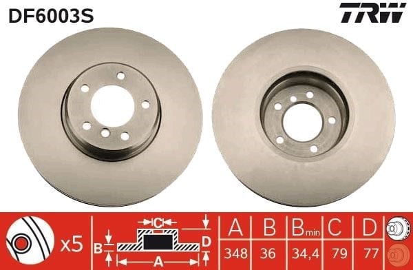 Fren Dıskı On Adet Bmw E60 E61 E63 E64 Trw Df6003s