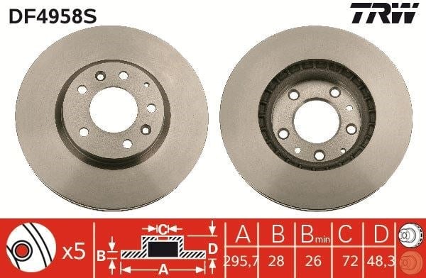 Fren Diski Ön Adet Mazda-Cx-7 Er -Cx-9 Tb Mazda Faw -8 Mpv-Cx-7 Trw Df4958s