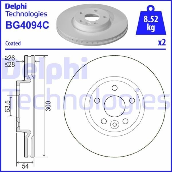 Fren Dıskı On Ford Mondeo Iv S-Max . Land Rover Freelander Iı L359 Range Rover Evoque L538 Delphı Bg4094c