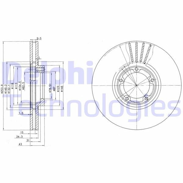 Fren Diski Ön Ford Transit 92> T12-M12 Çap: 254 Mm Delphı Bg3365