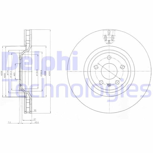 Fren Diski Tekli Paket . Delikli Ön Audı Tt 09/2006 > 10/2014 Delphı Bg9054
