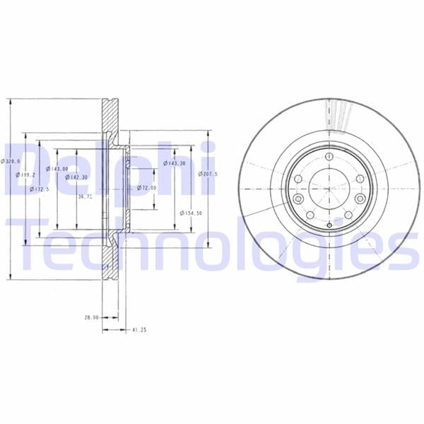 Fren Diski Tekli Paket . Delikli Ön Mazda Cx-7 05/2007 > Delphı Bg9104