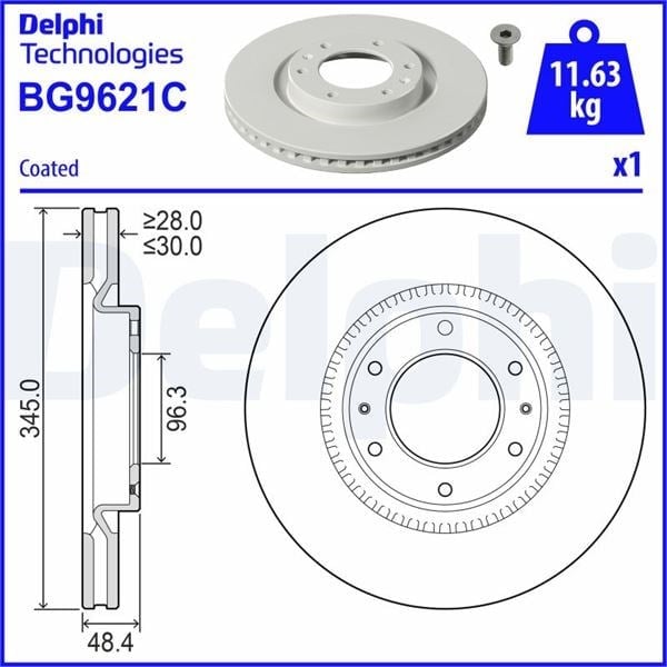 Fren Diski Tekli Paket -Boyalı. Deliksiz Ön Hyundaı Delphı Bg9621c