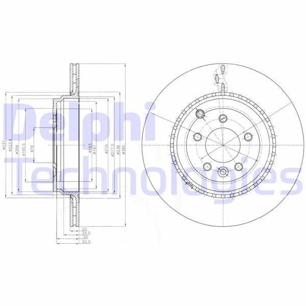 Fren Diski Tekli Paket - Boyalı. Delikli Arka Land Rover Range Rover Sport 10/2009 > 07/2013 Delphı Bg9082c