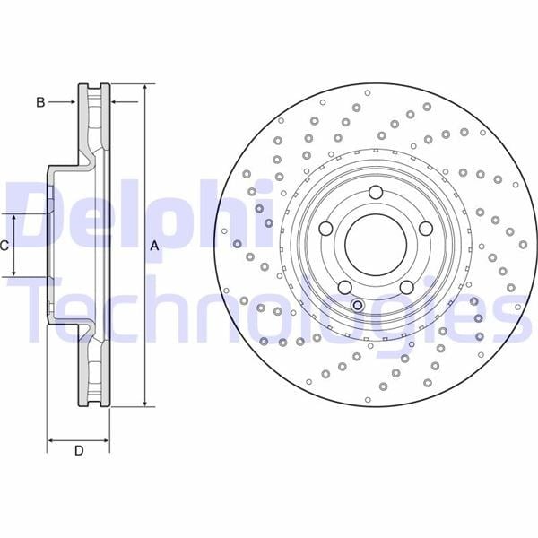 Fren Diski Tekli Paket - Boyalı. Delikli Ön Mercedes Sl350. Sl400. Sl500 12/2011 > Delphı Bg9216c