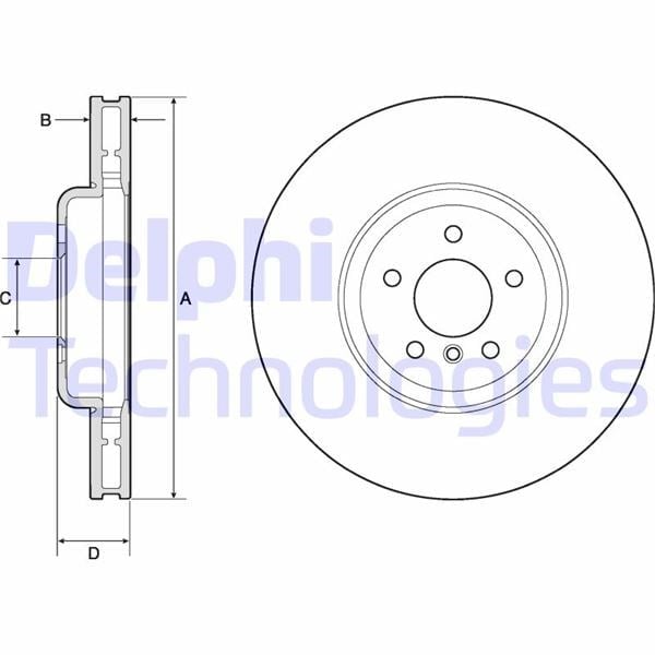 Fren Diski Tekli Paket - Boyalı. Delikli Ön Bmw 550. 640. 650. 740 10/2008 > Delphı Bg9161c