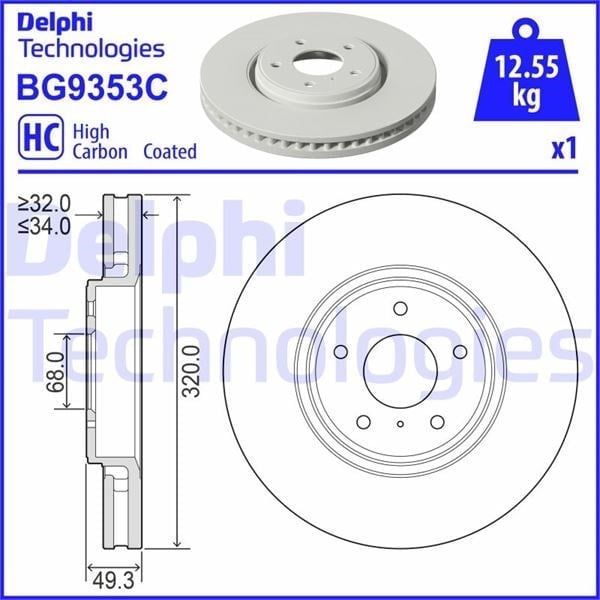 Fren Diski Tekli Paket - Boyalı. Delikli Ön Infınıtı Ex. Fx. G. M. Qx50 10/2008 > Delphı Bg9353c