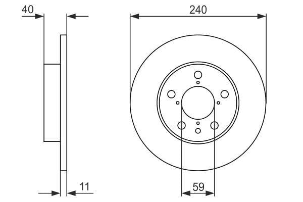 Fren Diski. Arka. 240 / 11-9.2 Mm Bosch 0986478444