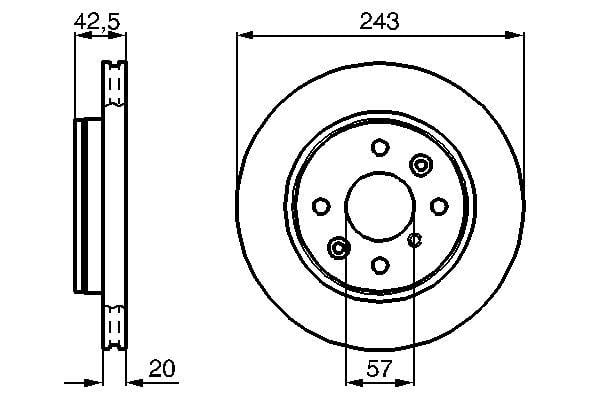Fren Diski. Arka. 243 / 20-18 Mm . Hava Kanallı Bosch 0986478659