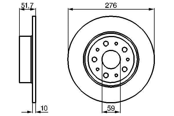 Fren Diski. Arka. 276 / 10-9 Mm . Kaplamalı Bosch 0986478463