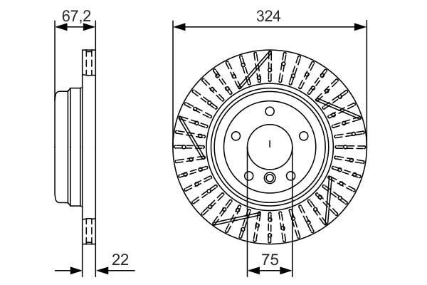 Fren Diski. Arka. 323.8 Mm / 22-2.4 Mm Hava Kanallı. Yüksek Karbon Alaşımlı Bosch 0986479A78