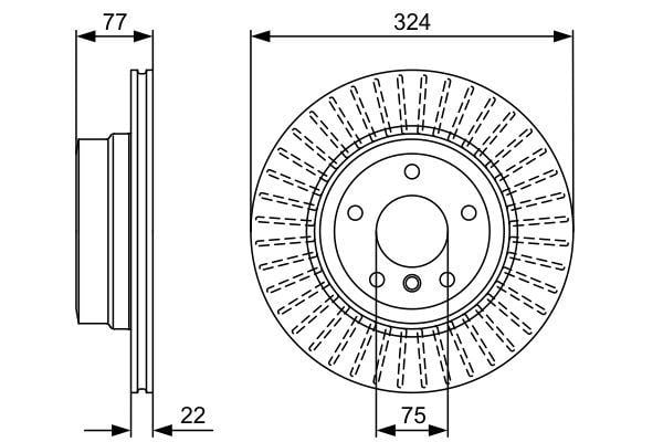 Fren Diski. Arka. 324 /22-20.4 Mm . Hava Kanallı. Kaplamalı. Yüksek Karbon Alaşımlı Bosch 0986479569