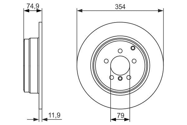 Fren Diski. Arka. 354 /11.9-10.4 Mm . Kaplamalı Bosch 0986479612