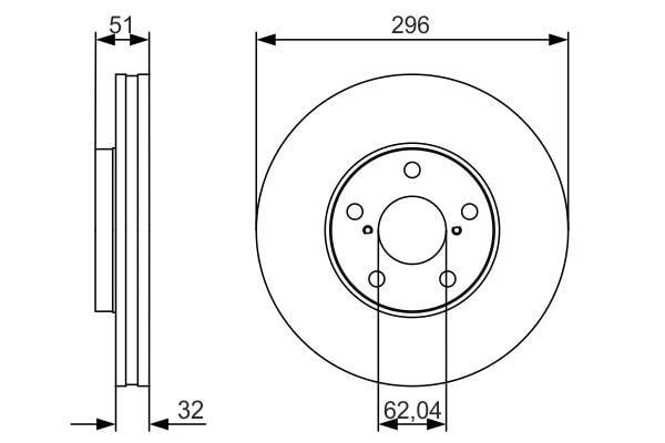 Fren Diski. Ön. 296 Mm / 32-3 Mm Hava Kanallı Bosch 0986479R20