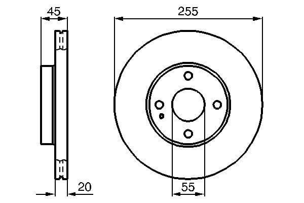 Fren Diski. Ön. 255 /20-18 Mm . Hava Kanallı Bosch 0986478996