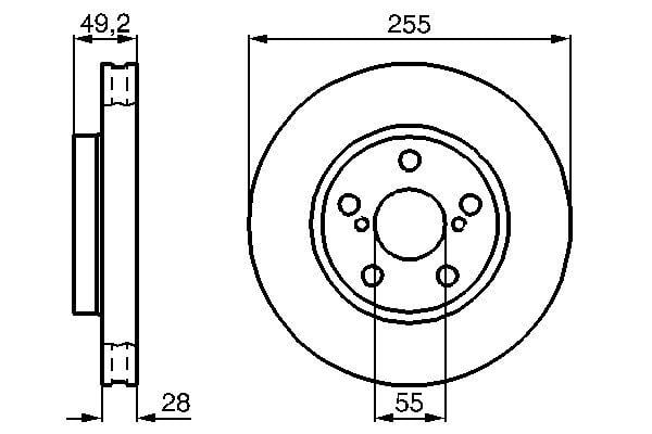 Fren Diski. Ön. 255.0 /28.0-27.0 Mm Bosch 0986478858