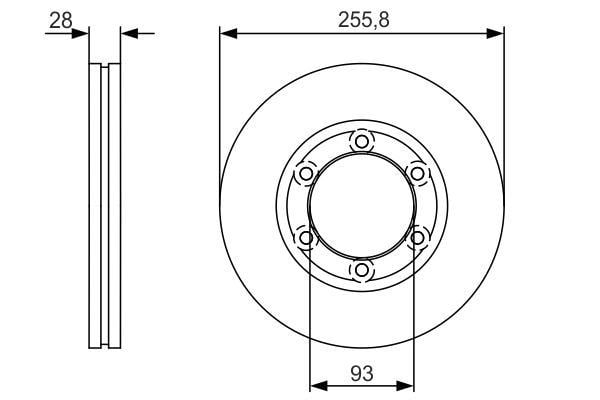 Fren Diski. Ön. 255.8 /28.0-26.0 Mm Bosch 0986479R37