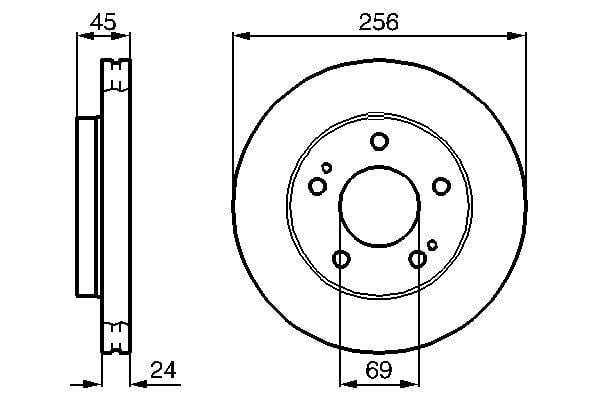 Fren Diski. Ön. 256 /24-22.4 Mm . Hava Kanallı Bosch 0986478708