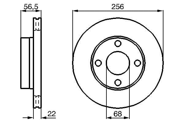 Fren Diski. Ön. 256.0 /22.0-20.0 Mm Bosch 0986478550