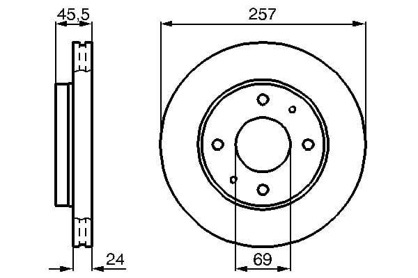 Fren Diski. Ön. 257 / 24-22.4 Mm . Hava Kanallı Bosch 0986478774
