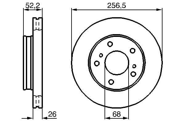 Fren Diski. Ön. 257 / 26-24 Mm . Hava Kanallı Bosch 0986478485