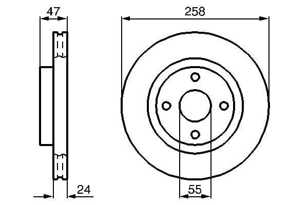 Fren Diski. Ön. 258 /24-22 Mm . Hava Kanallı Bosch 0986478989